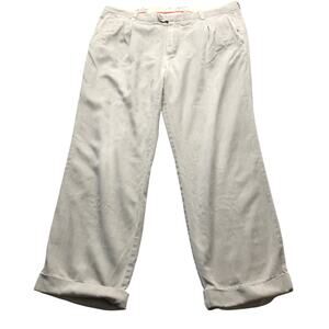 Tommy Bahama Silk Cotton Tapered Twill Pants Mens 36x34 Pockets Pleated Tan